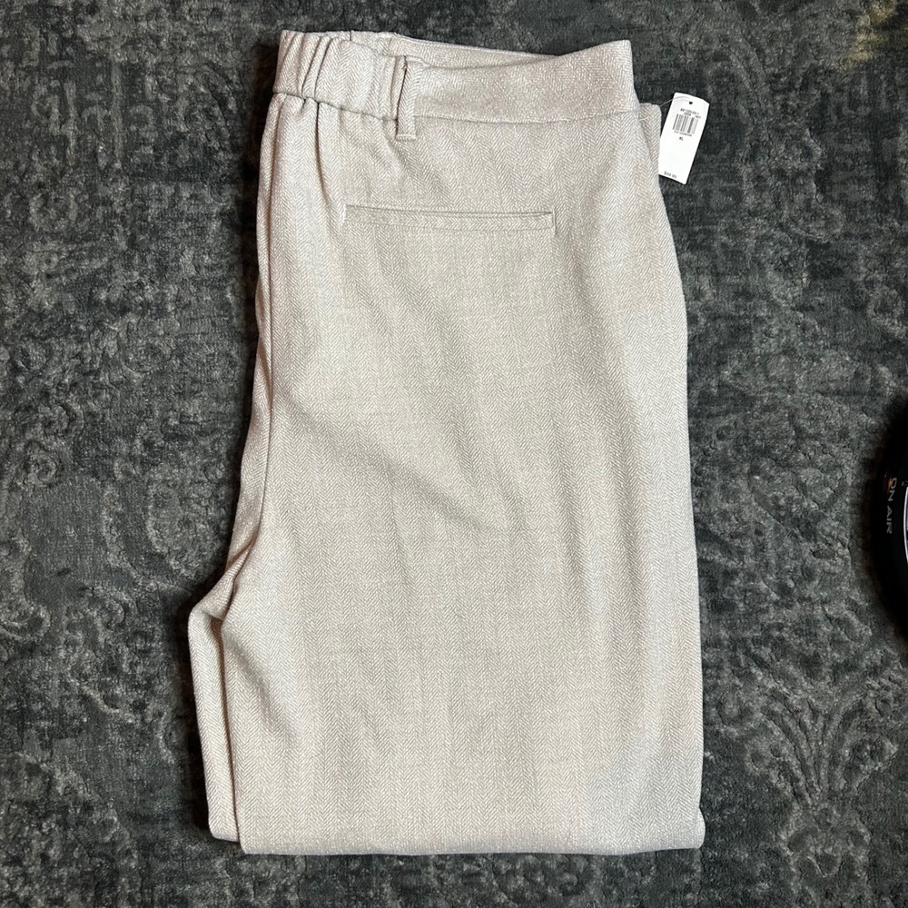 Old‎ Navy Womens XL Beige Herringbone Wide Leg High Waisted Trousers NWT